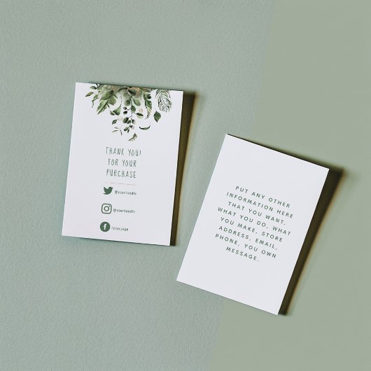 Sociale links, groene bladeren bedankt die je inbr informatiekaartje