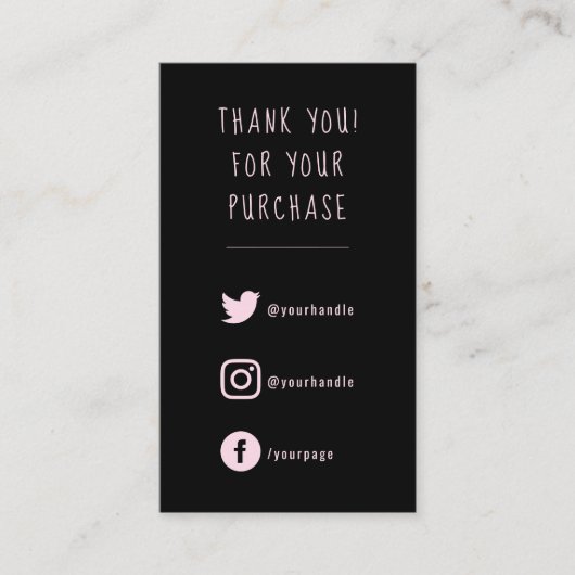 Sociale links, roze en zwarte bestelling kaart toe (Voorkant)