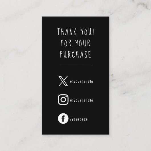 Sociale Links wit op zwarte orde waardering Informatiekaartje (Voorkant)