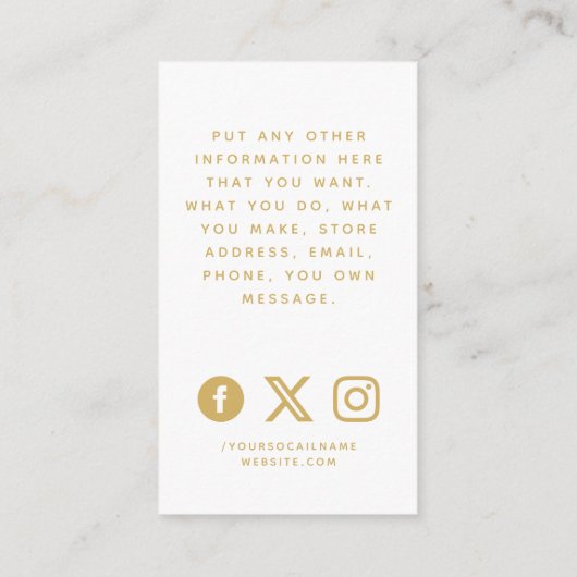 Sociale logo's, gouden en witte insteekkaart. informatiekaartje (Achterkant)