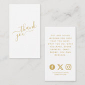 Sociale logo's, gouden en witte insteekkaart. informatiekaartje (Voorkant / Achterkant)