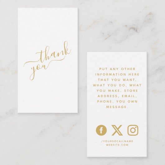 Sociale logo's, gouden en witte insteekkaart. informatiekaartje (Voorkant / Achterkant)