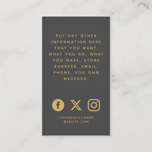 Sociale logo's grijs en goud klantenorder informatiekaartje (Achterkant)