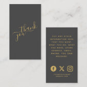 Sociale logo's grijs en goud klantenorder informatiekaartje (Voorkant / Achterkant)