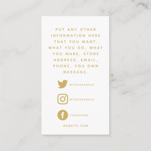 Sociale logo's QR-code, gouden bedankkaartje Informatiekaartje (Achterkant)