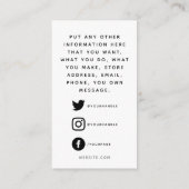 Sociale logo's, zwart-wit klantenbestelling informatiekaartje (Achterkant)