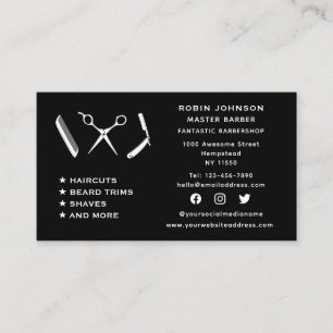Sociale media Barber Barbershop Beard Trim Shave Visitekaartje