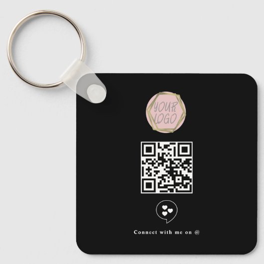 Sociale media Bedrijfs Logo QR Code Sleutelhanger (Voorkant)