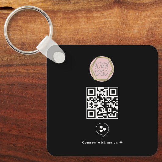 Sociale media Bedrijfs Logo QR Code Sleutelhanger (Voorkant)