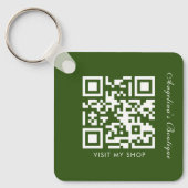Sociale media BedrijfsQR Code Groene Stripes Sleutelhanger (Voorkant)