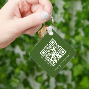 Sociale media BedrijfsQR Code Groene Stripes Sleutelhanger