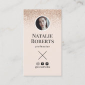 Sociale media Blush roze QR-code Voeg je foto toe Visitekaartje (Voorkant)