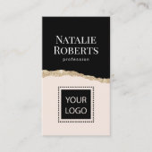 Sociale media Blush roze zwart- en Gold QR-code Visitekaartje (Voorkant)