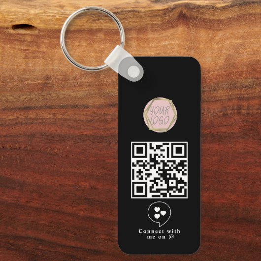Sociale Media Business Logo QR Code Sleutelhanger (Voorkant)