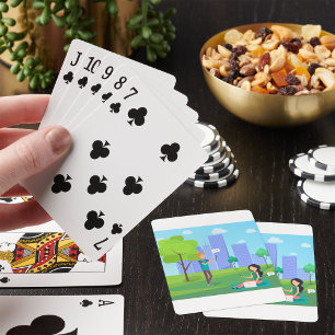 Sociale media communicatie in stadspark pokerkaarten