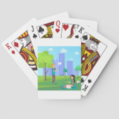 Sociale media communicatie in stadspark pokerkaarten (Achterkant)