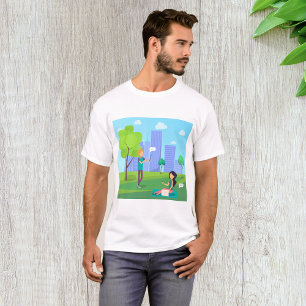 Sociale media communicatie in stadspark t-shirt