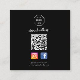 Sociale media | Contacteer ons | QR-code Black Bus Vierkante Visitekaartje