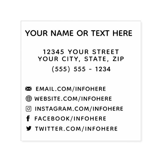 Sociale media Contactgegevens Zelfinkend stempel (Design)