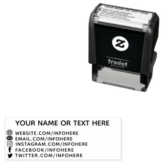 Sociale media Contactgegevens Zelfinkend stempel (In situ)