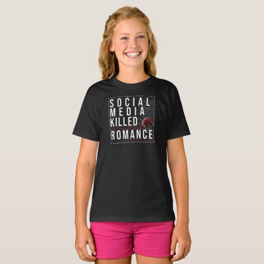 Sociale media doden Romance T-shirt (Voorkant volledig)