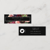 Sociale media en website Roze Floral & Black 3 Mini Visitekaartje (Voorkant / Achterkant)