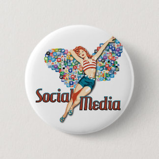 Sociale media-faire pin-up ronde button 5,7 cm