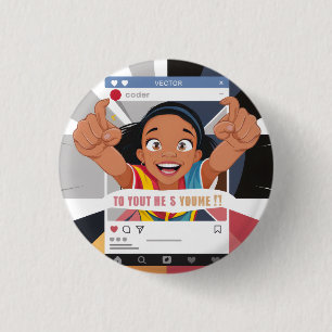 Sociale Media Frame Leuk Kinderfeestje Ronde Button 3,2 Cm