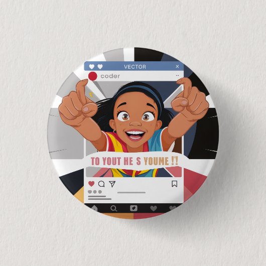 Sociale Media Frame Leuk Kinderfeestje  Ronde Button 3,2 Cm (Voorkant)