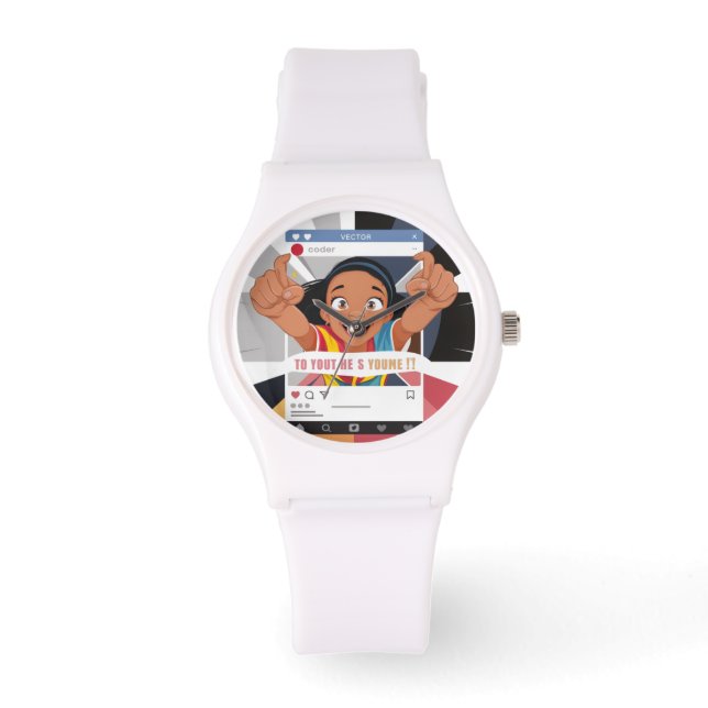 Sociale Media Frame Leuke Kinderverjaardagsfeestje Horloge (Voorkant)