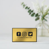 Sociale media Gold Foil Elegant Moderne Visitekaartje (Staand voorkant)