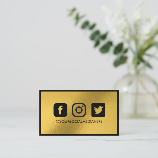 Sociale media Gold Foil Elegant Moderne Visitekaartje (Staand voorkant)