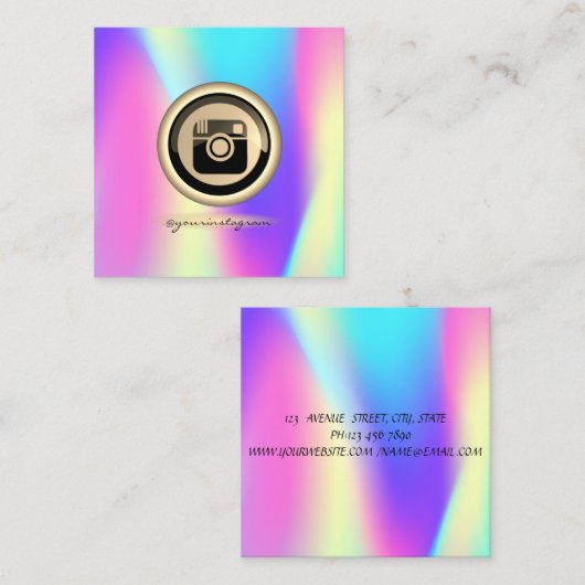 Sociale media holografisch installatieschema vierkante visitekaartje (Voorkant / Achterkant)