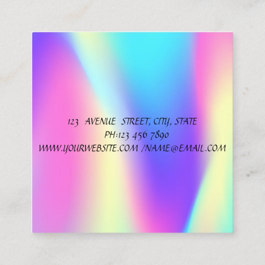 Sociale media holografisch installatieschema vierkante visitekaartje (Achterkant)
