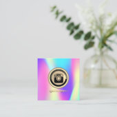 Sociale media holografisch installatieschema vierkante visitekaartje (Staand voorkant)