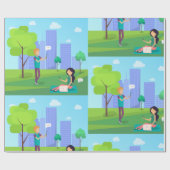 Sociale media in het park cadeaupapier (Vlak)