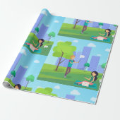 Sociale media in het park cadeaupapier (Uitgerold)