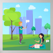 Sociale media in het park poster (Voorkant)