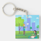 Sociale media in het park sleutelhanger (Voorkant)