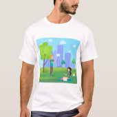 Sociale media in het park t-shirt (Voorkant)
