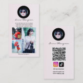 Sociale Media Influencer QR Code Foto Beige Visitekaartje (Voorkant / Achterkant)