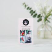 Sociale Media Influencer QR Code Foto Beige Visitekaartje (Staand voorkant)