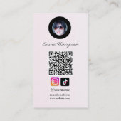 Sociale Media Influencer QR Code Foto Beige Visitekaartje (Achterkant)