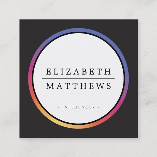 SOCIALE MEDIA-instagramcirkel zwart Vierkante Visitekaartje (Voorkant)