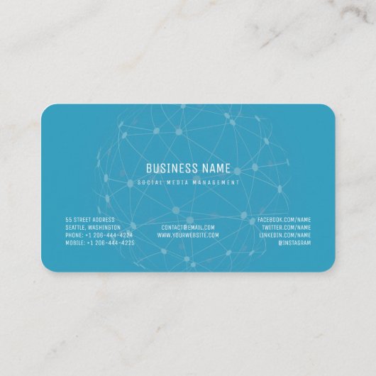 Sociale media Internet Communication Global Networ Visitekaartje (Achterkant)