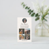 Sociale Media Invloeders QR-code Foto Beige Visitekaartje (Staand voorkant)