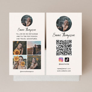 Sociale Media Invloeders QR-code Foto Beige Visitekaartje