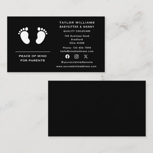 Sociale media Kinderopvang Babysitter Nanny Babyvo Visitekaartje (Voorkant / Achterkant)