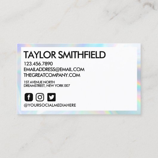 Sociale media Lashes Eyes Holographic Trendy Visitekaartje (Achterkant)