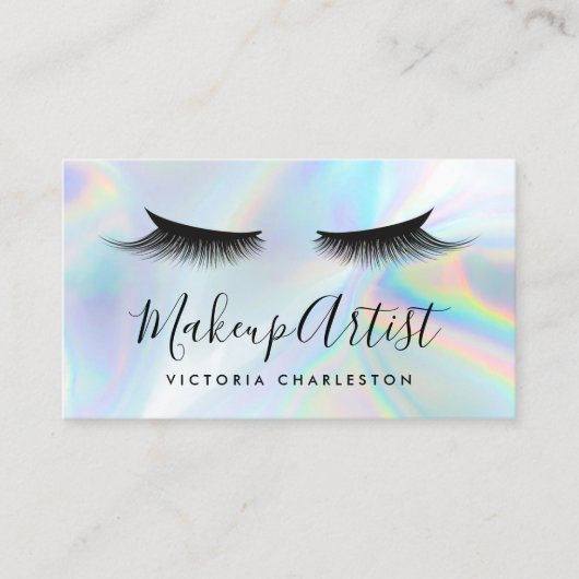 Sociale media Lashes Eyes Holographic Trendy Visitekaartje (Voorkant)